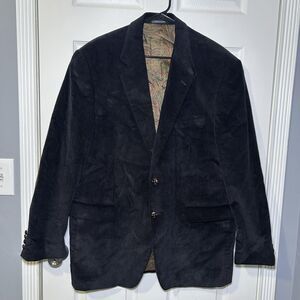Lauren Ralph Lauren Sport Coat Blazer Men 44R Black Corduroy Elbow Patch Jacket